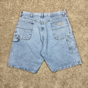 Vintage 90s Wrangler Baggy Faded Carpenter Denim Jean Shorts Jorts Size‎ 36